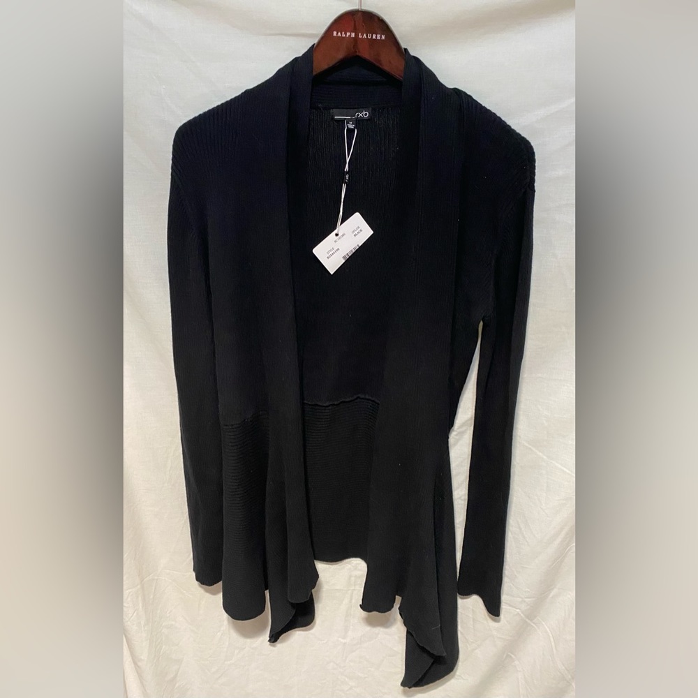 NWT RXB Black Open Front Shrug Sweater, size M